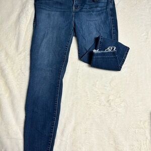 torrid Dark Indigo Skinny Jeans with Frayed Hem